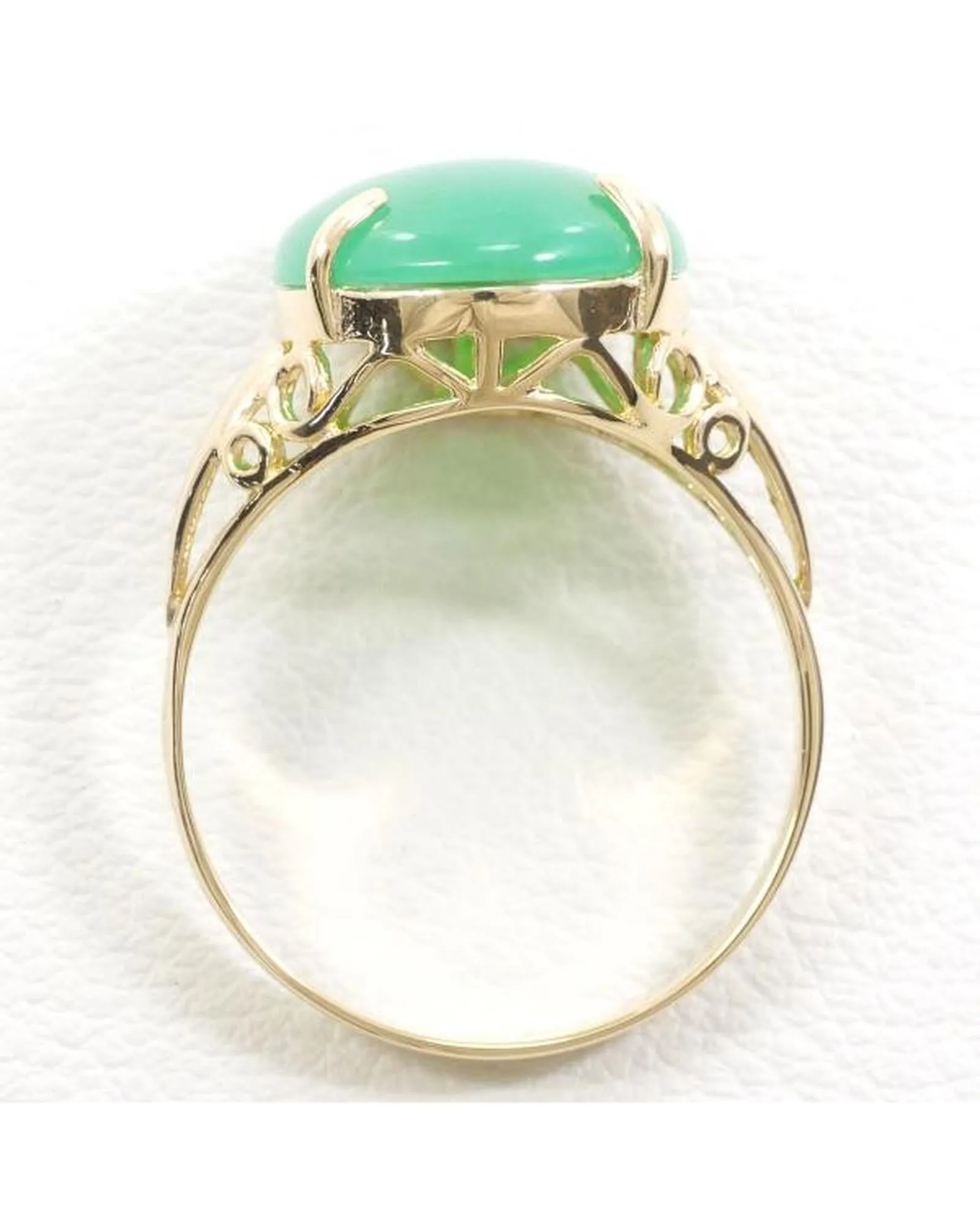 Authentic Yellow Gold Chrysoprase Ring for Women