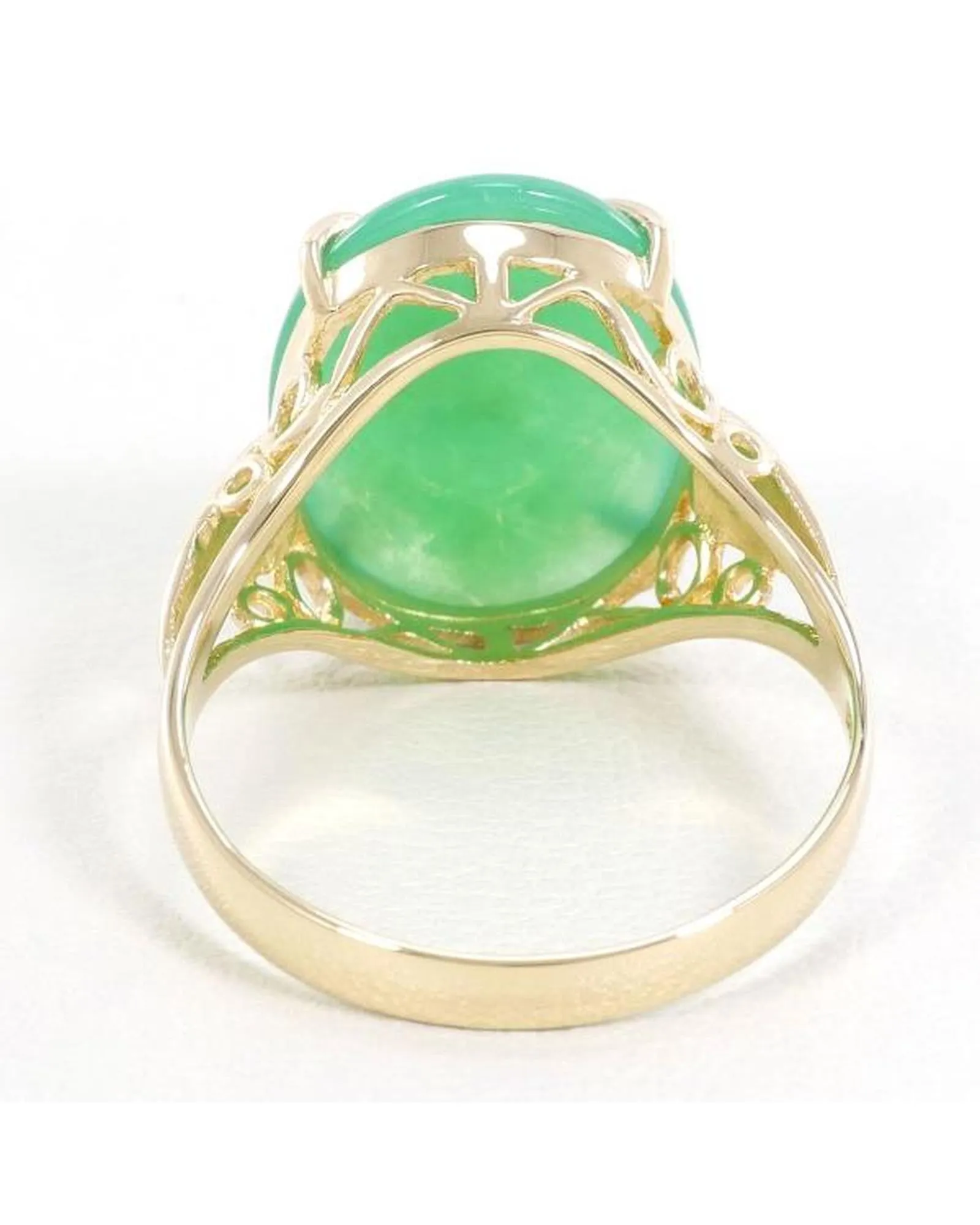 Authentic Yellow Gold Chrysoprase Ring for Women