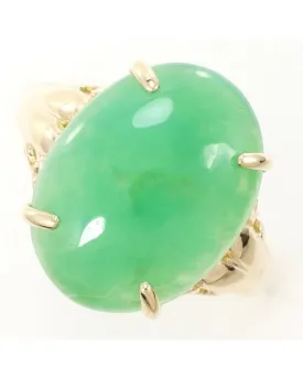 Authentic Yellow Gold Chrysoprase Ring for Women