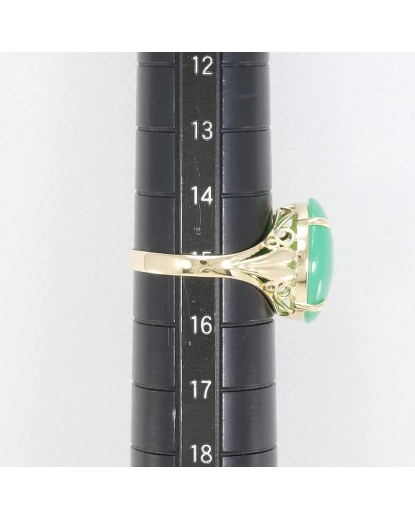 Authentic Yellow Gold Chrysoprase Ring for Women