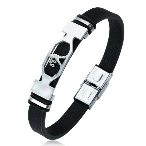 Classy Men Star Sign Leather Bracelet