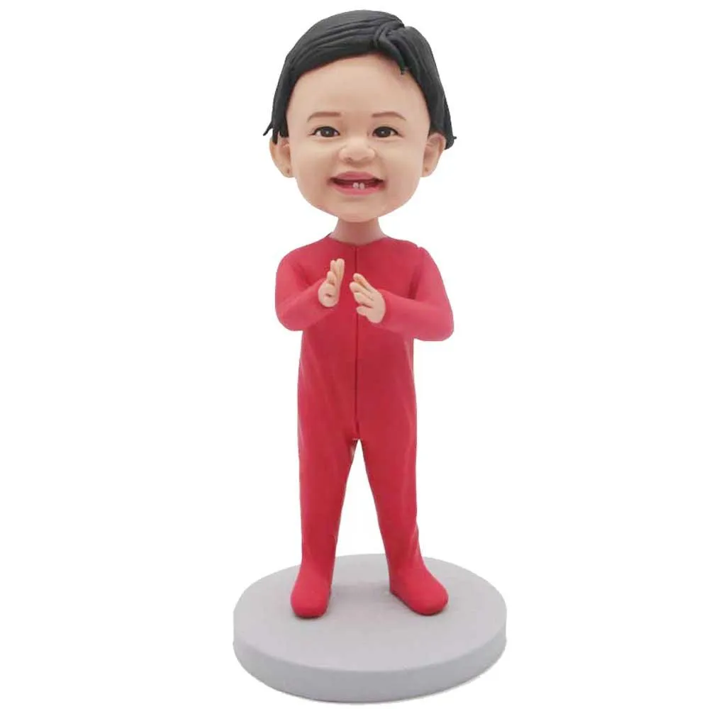 Cute Baby In Red Onesie Custom Figure Bobblehead