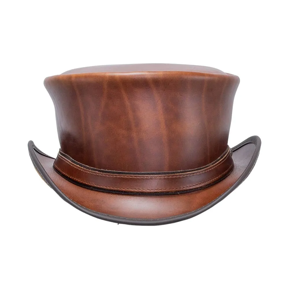 Hampton | Mens Leather Top Hat with Leather Hat Band