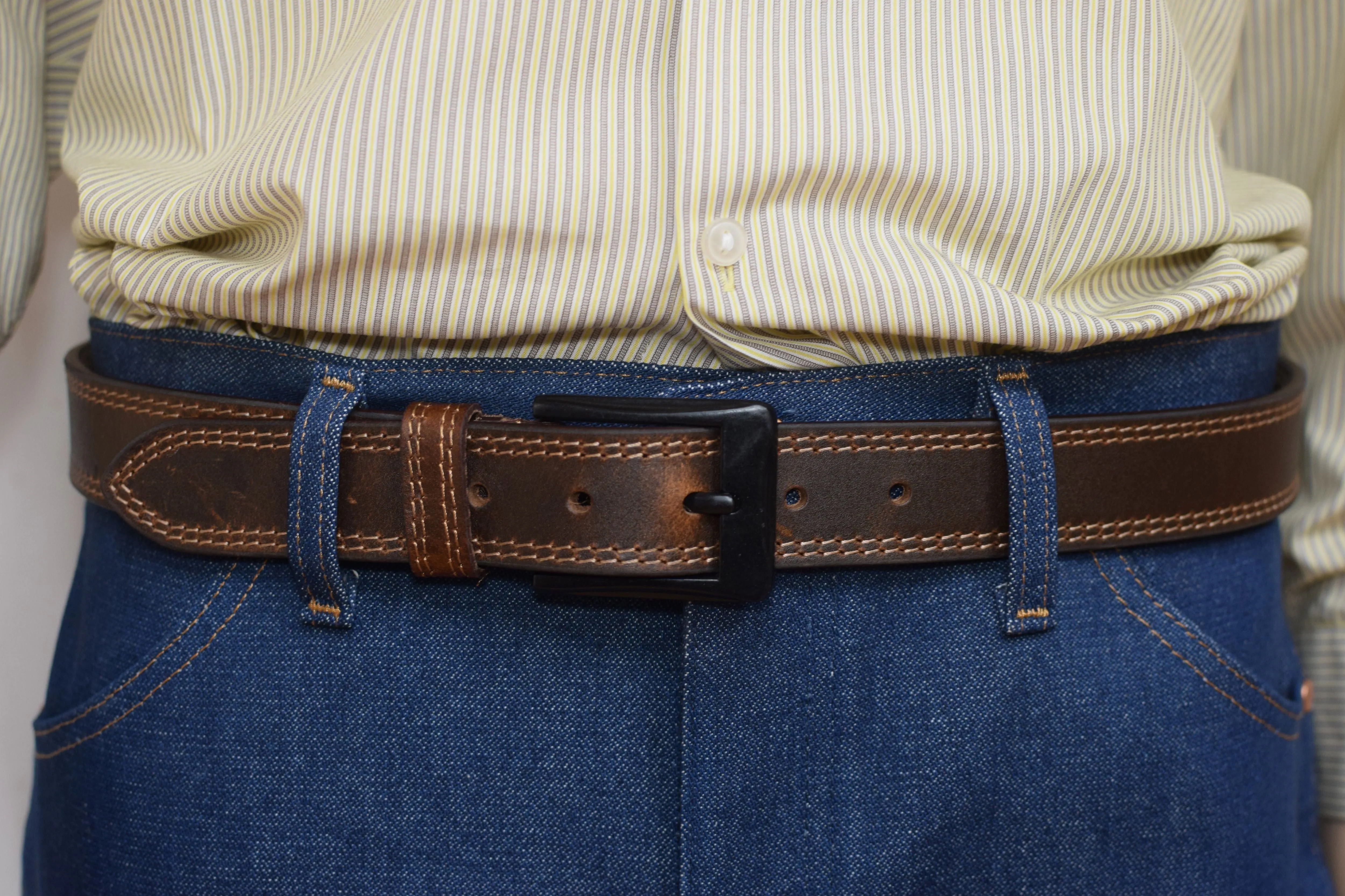 SD1001 Men's Genuine Buff Leather Casual & Dress Belt Heavy Duty Belts for Men Also for Big & Tall