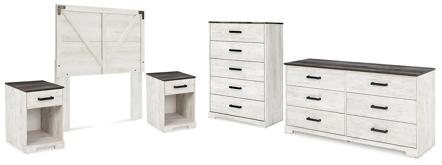 Shawburn Full Panel Headboard with Dresser, Chest and 2 Nightstands