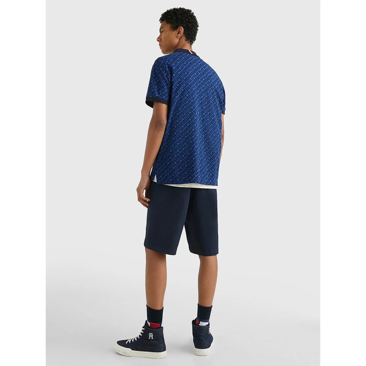 TH Blue Monogram Print Regular Polo