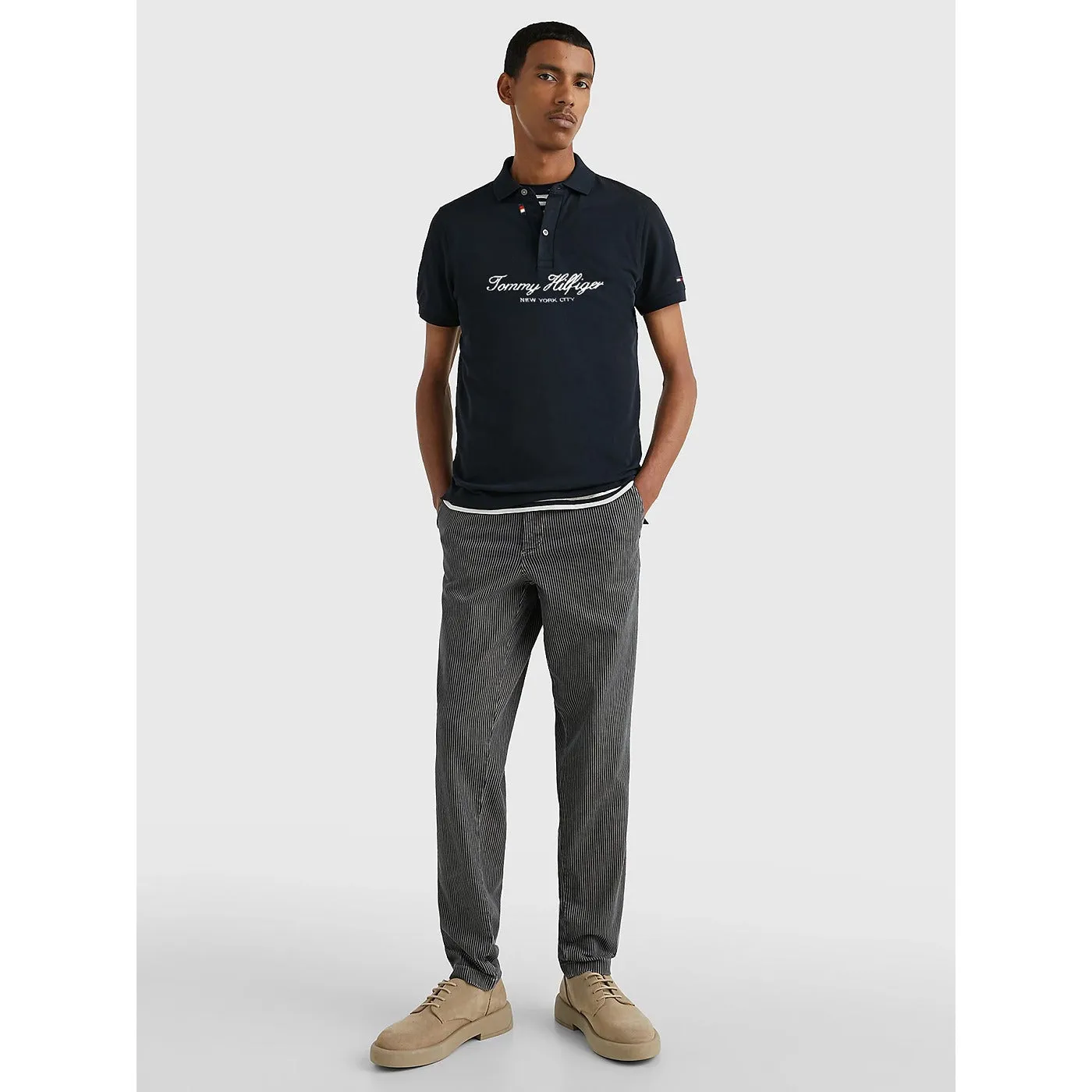 TH Navy Text Polo Shirt